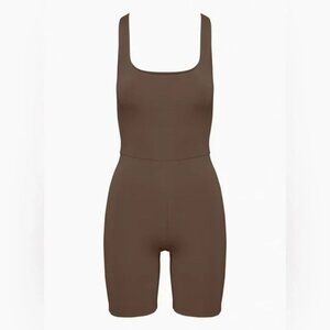 Aritzia Babaton Contour Squareneck Romper Chocolate Brown Size Small